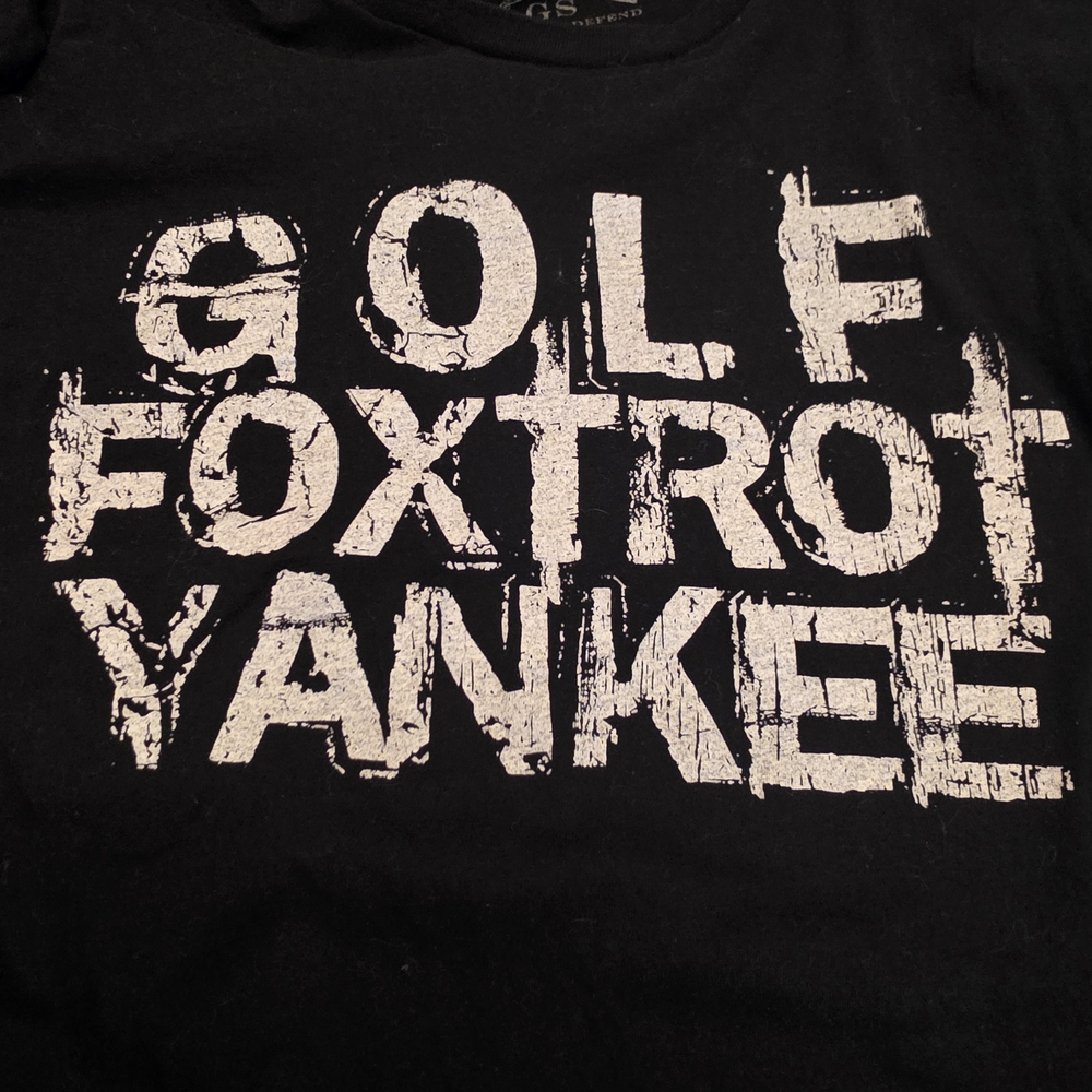 Men’s Grunt Style “Golf Foxtrot Yankee” GFY Patriotic T-Shirt Black Size Medium - Picture 5 of 6